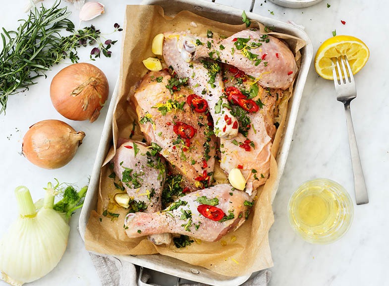 Kyckling på en plåt