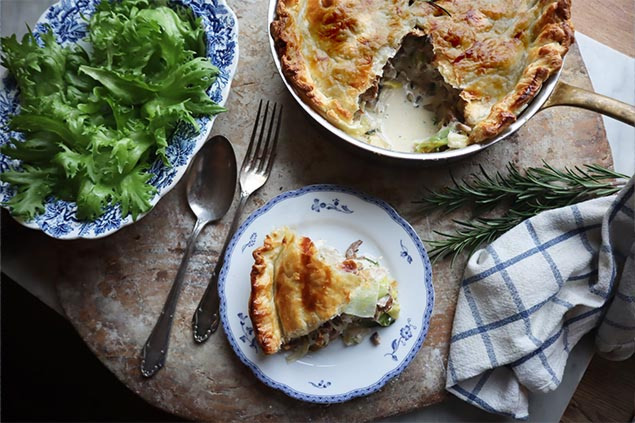 Chicken pot pie med svamp