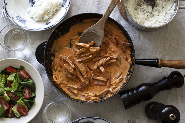 Korvstroganoff med ris