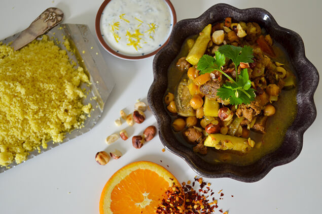 Marockansk lammgryta med myntayoghurt
