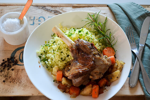 Lammlägg med pressad potatis