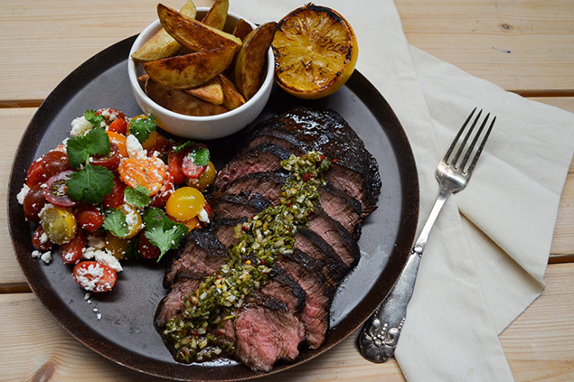 Flat iron med chimichurri